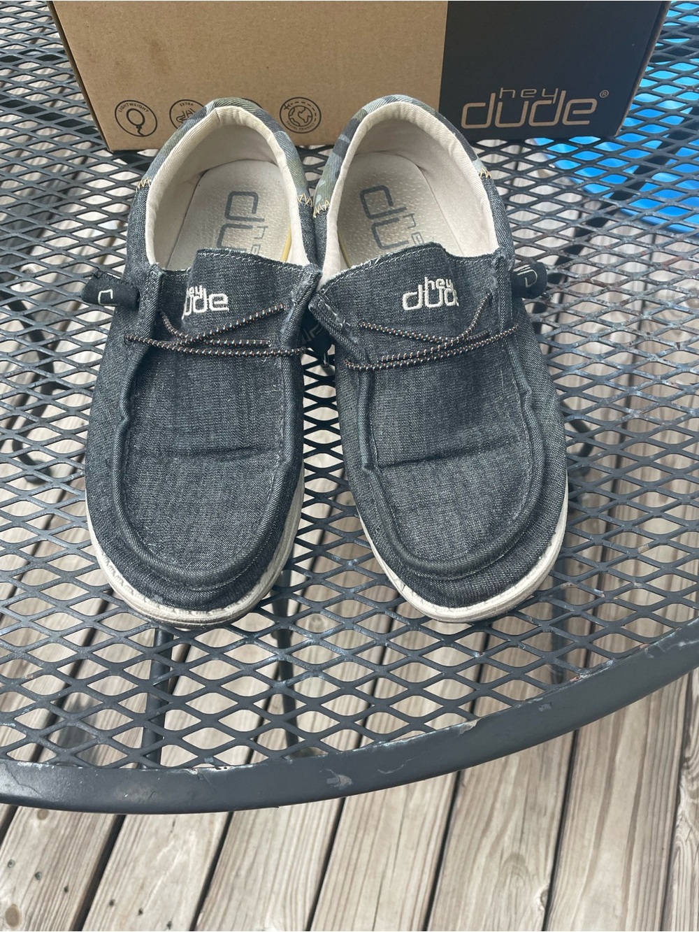 Hey Dude Men's Slip-On Loafers in Charcoal Denim